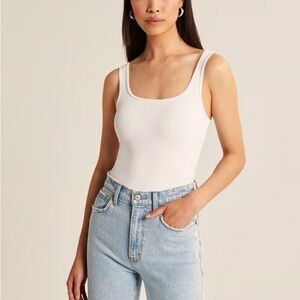 Soft A&F Collection Seamless Rib Tank Bodysuit - White - Large